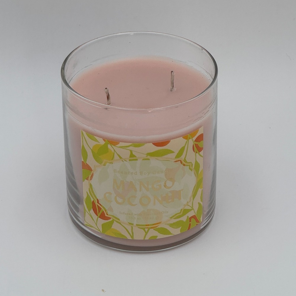 Opalhouse Mango Coconut 2 Wick Candle 4 Inch Glass Jar NEW missing lid